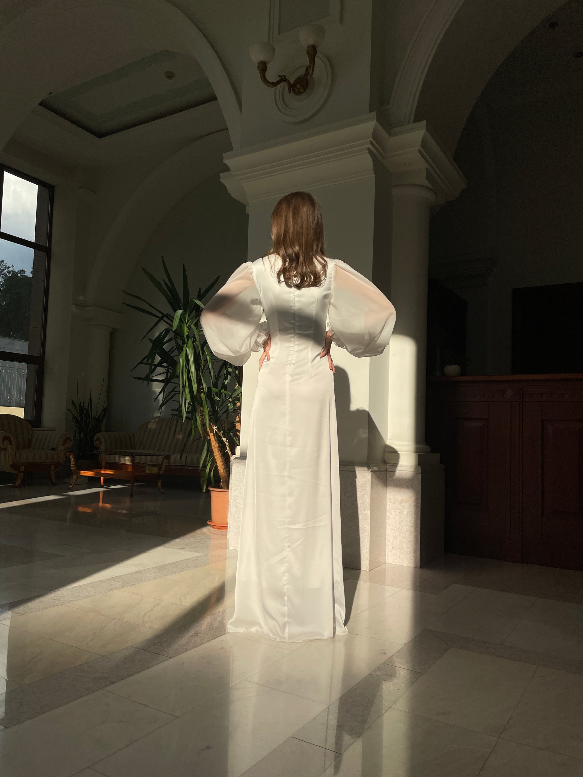 V Neck Long Sleeve Wedding Dress EMMA