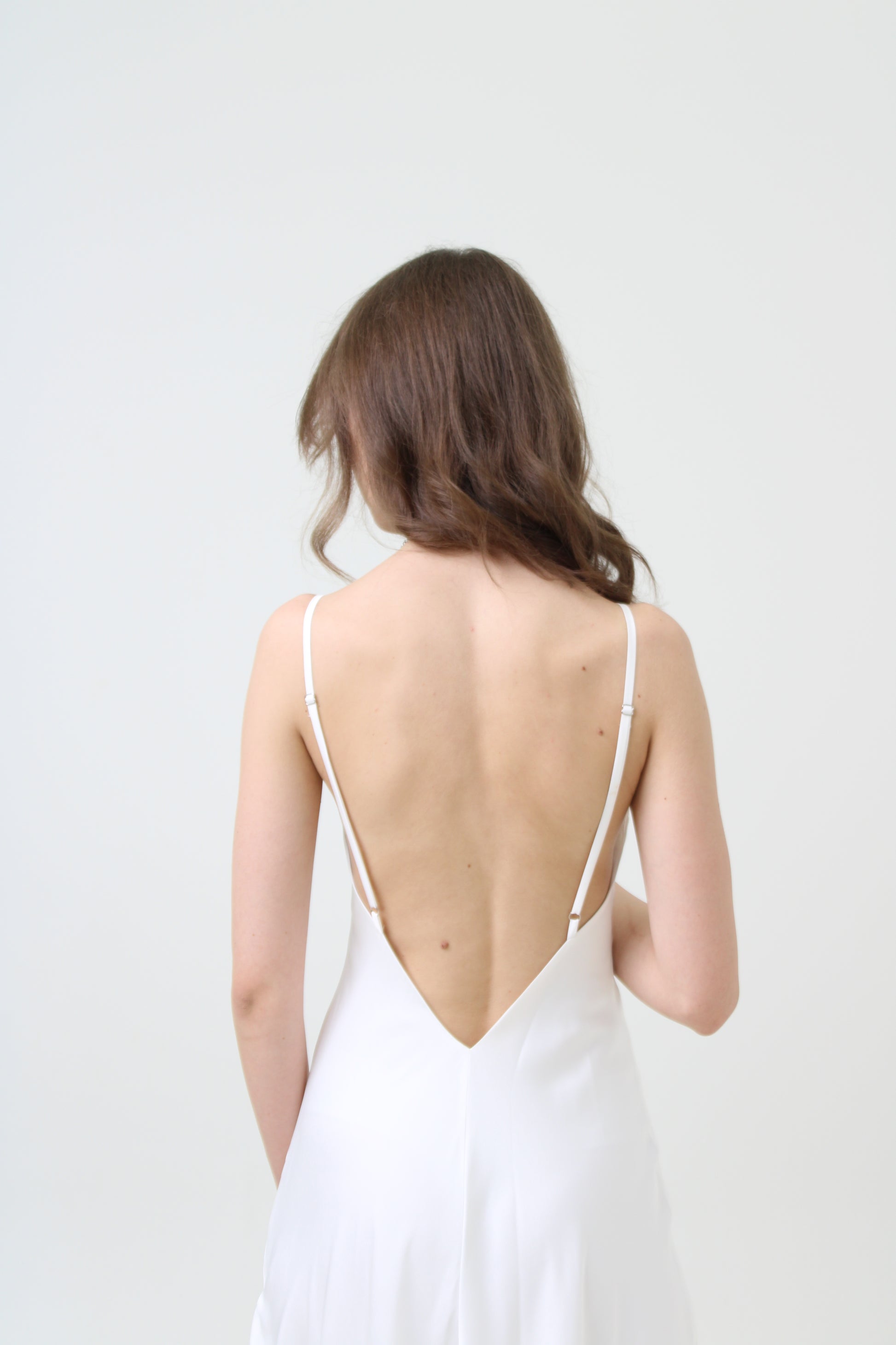 Deep V Cut  Neck Wedding Dress SHY